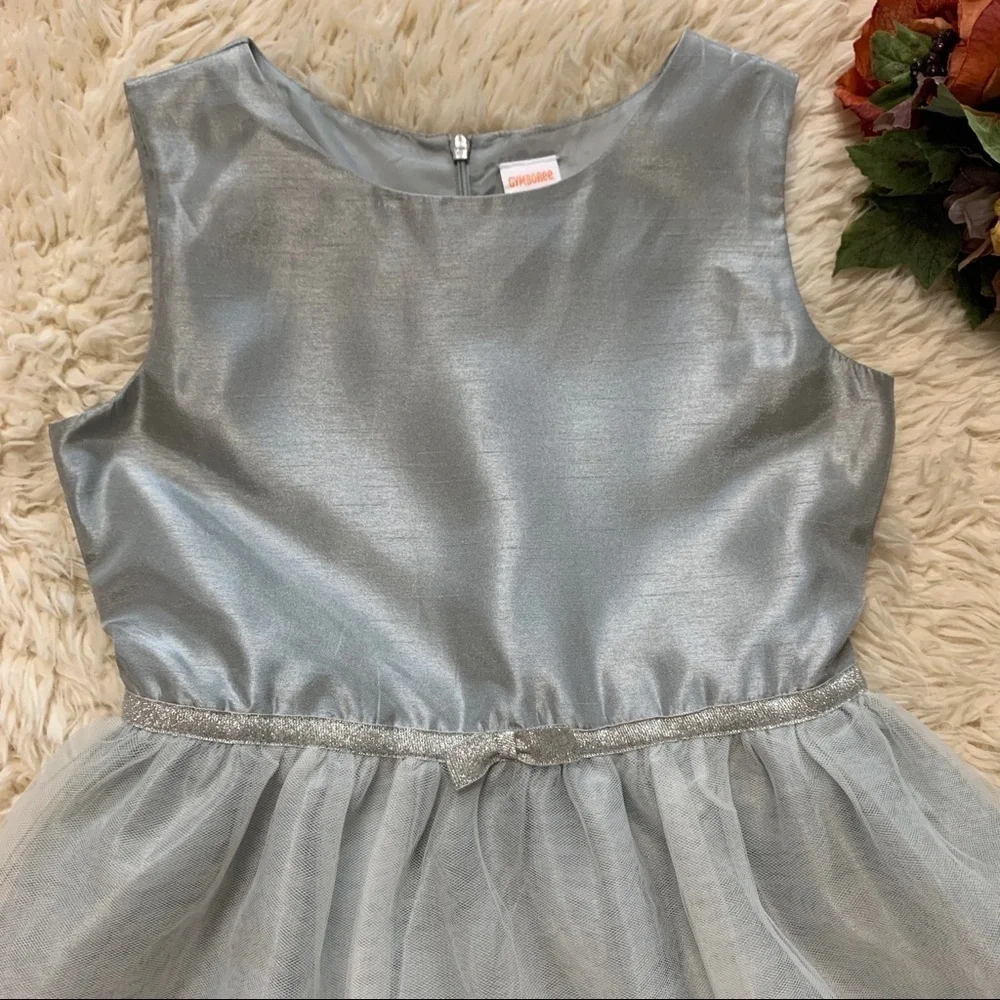 Gymboree Gray Sparkly Taffeta Tulle Formal Dress